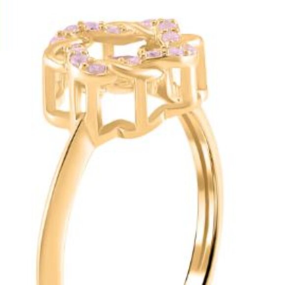 Simulated Pink Diamond Ring in 14K Yellow Gold Over Sterling Silver - Picture 5 of 5